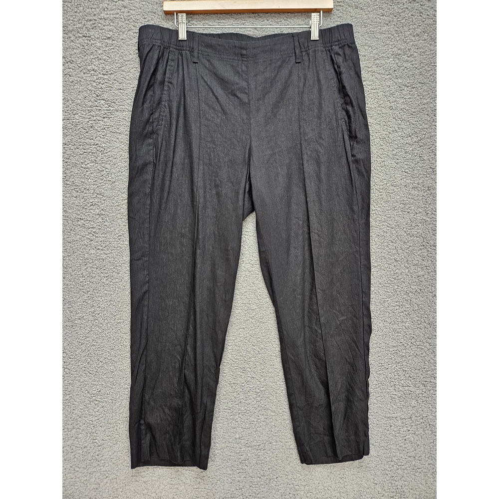 J. Jill Linen Stretch Pants L Black Tapered Elastic Waist Coastal Minimalist